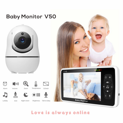 5-Inch Video Baby Monitor with Camera – 4X Zoom, 22-Hour Battery, 1000ft Range, Two-Way Audio, Temperature Sensor & Lullabies