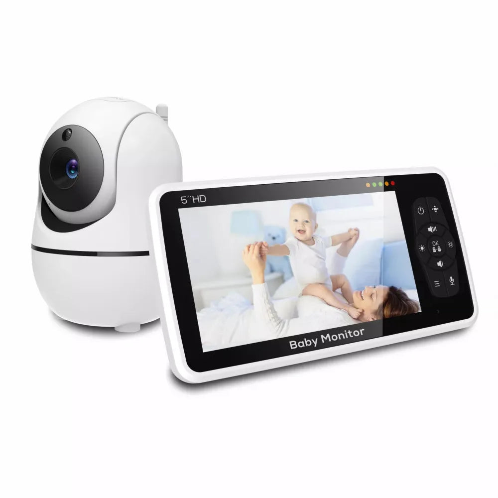 5-Inch Video Baby Monitor with Camera – 4X Zoom, 22-Hour Battery, 1000ft Range, Two-Way Audio, Temperature Sensor & Lullabies
