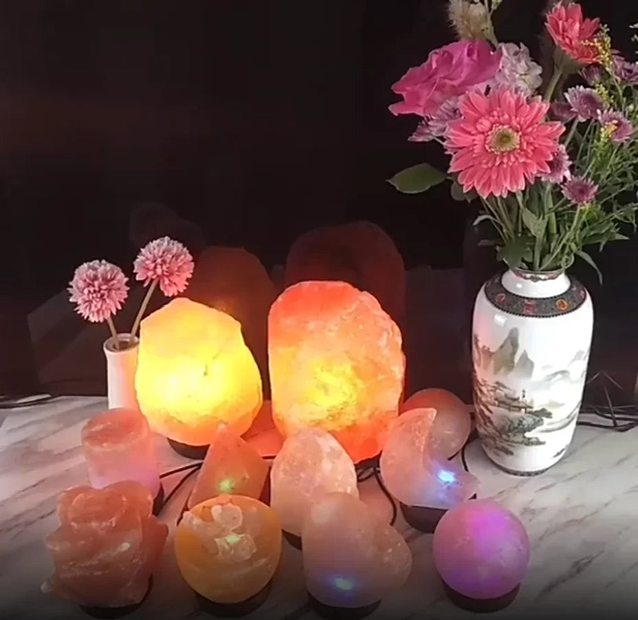 USB LED Colorful Himalayan Crystal Salt Lamp – Soothing Night Light for Pregnancy, Bedroom, and Home Relaxation