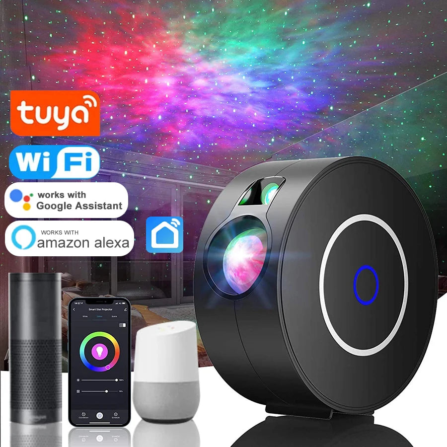 Tuya WiFi Smart Galaxy Star Projector Night Light – Alexa Voice Control & App-Controlled LED Star Projector 